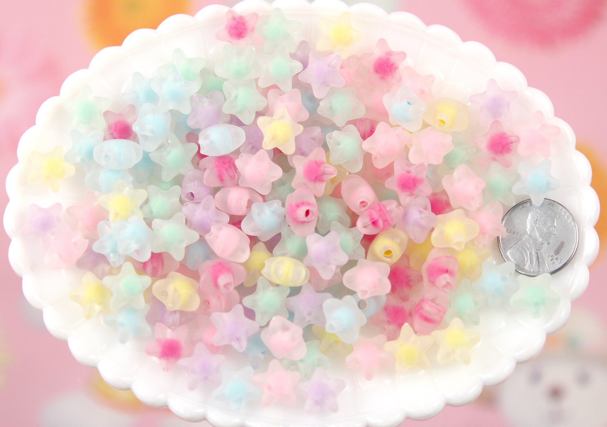 Pastel Star Beads 12mm Small Pastel Matte Finish Acrylic - Etsy