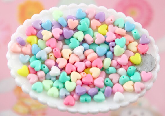 15*21mm Acrylic Heart Beads Pastel beads Translucent Double