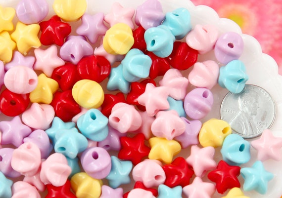 Plastic Star Beads 12mm 3D Star Bead With Diagonal Hole Stars Acrylic or  Resin Beads 100 Pcs Set 