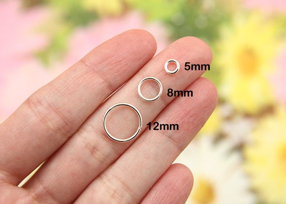 Jump Rings 8mm Medium Silver Plated Open Jump Rings, Brass 100 Pc Set 