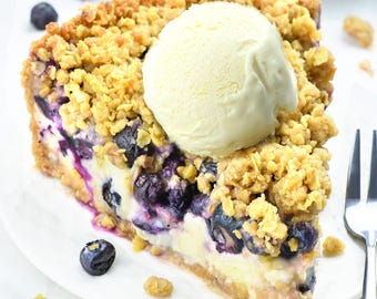 Blueberry Cheesecake Pie Recipe: Homemade Dessert (Digital Recipe)