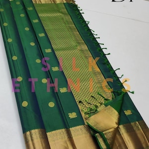 Kanchipuram pure silk saree, Handloom double wrap soft silk saree