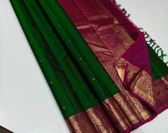 Pure Kanchipuram silk saree handwoven saree with silk certified,wedding saree,South Indian saree