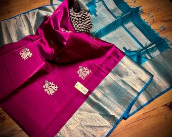 Pure Kanchipuram silk saree with silk certified handwoven saree ,wedding saree,traditional saree