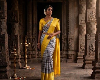 Handloom Kanchipuram Silk Saree, South Indian Wedding Saree, Silk Mark Certified,traditional saree,temple saree