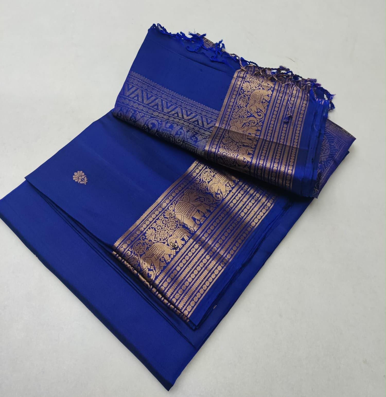 Pure Kanchipuram Silk Handwoven Saree, Bridal Korvai Zari Weaving