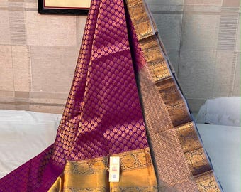 Kanchipuram pure silk saree is handwoven with silk certified,wedding saree,south Indian saree,traditional collection