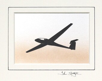 Glider Original Signed Hand Cut Silhouette Papercut Art by John Speight - Gift for Him and Her