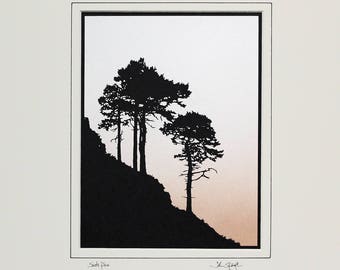 Scots Pine Trees (large) Signed Original Hand Cut Silhouette Papercut Art by John Speight