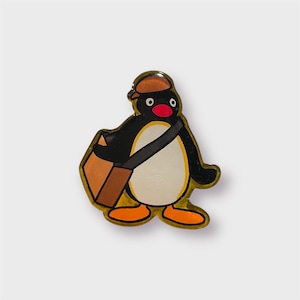 Handmade Pingu Cartoon Character Pin – Cute and Fun Shrink Plastic Accessory