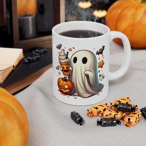 Friendly Ghost with Pumpkin Halloween Mug - Great Halloween Gift