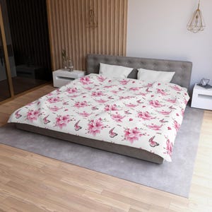Cherry Blossom Duvet Cover, Floral Duvet Cover, Cute Cherry Blossom Duvet, Cute Floral Duvet, Microfiber Duvet Cover