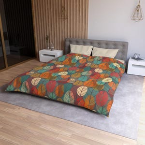 Cute Fall Leaves Microfiber Duvet Cover, Cute Autumn Leaves Duvet Cover, Cute Wild Leaves Pattern Duvet Cover, Cute Leaves Duvet Cover