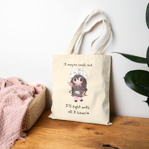 Cute Adorable Girl With Quote Cotton Tote Bag, Cute Tote Bag, Cute Cartoon Girl Tote Bag, Gift For Her, Eco-Friendly Shipping Tote Bag
