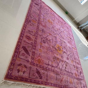 Pink Turkish Oushak Rug – Hand Knotted Wool Carpet, Vintage Blush Area Rug, Large Traditional Living Room Rug, Antique Style Decor