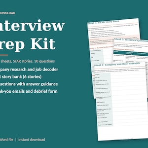 Interview Preparation Kit, Interview Prep Printable, STAR Method Worksheet, Interview Questions and Answers, Job Interview Planner