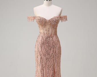 classy rose gold dress Elegant Rose Gold Gown For Debut This Rose Gold Gown From Anovia Featuring Metallic Thread Accents