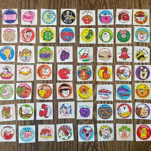 56 Vintage Glossy Scratch and Sniff Stickers
