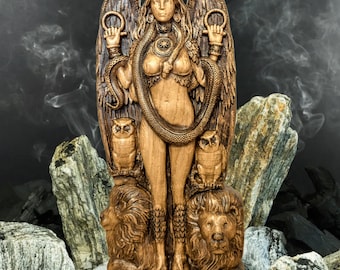 Ishtar Statue Mesopotamian Goddess Love War Inanna Sumerian Akkadian Pagan Altar Ancient Wooden Decor