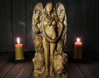 Ishtar Statue Mesopotamian Goddess Altar Decor Inanna Sculpture Babylonian Ritual Sacred Feminine War Image