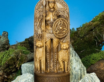 Freyja Freya Norse Goddess Statue, Hand-Carved Figurine, Love Magic, Viking Pagan Altar, Asatru Mythology