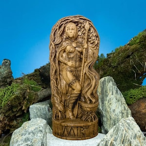 Eir Norse Goddess Statue, Eir Figurine, Wooden Pagan Figurine of Healing and Protection, Viking Altar Decor, Asatru Mythology Sculpture Gift