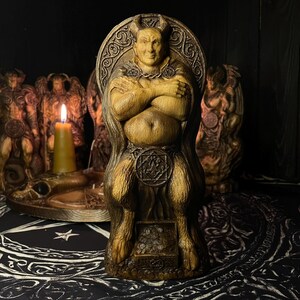 Mammon Demon Statue, Wooden Occult Figurine for Satanic Altar, Demonology and Gothic Home Decor