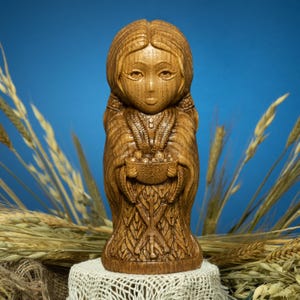 Ziva, Zhiva Slavic Goddess Statue, Wooden Pagan Idol of Life and Fertility, Hand Carved Slavic Mythology Figurine, Pagan Altar Sculpture