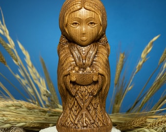 Estatua de Zhiva, diosa eslava de la vida, fertilidad, primavera, vitalidad, madre naturaleza, altar pagano, decoración de madera.