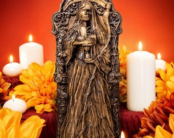 Estatua de la Diosa Oscura, Muerte, Inframundo, Reina, Sombra, Altar Pagano, Ocultismo, Madera, Gótico, Brujería, Decoración