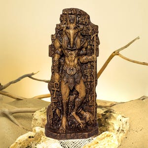 Set Egyptian God Statue, Hand-Carved Oak Wooden Figurine, Pagan Sculpture, Kemet Mythology Altar Decor