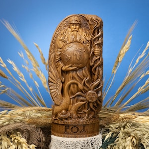 Rod Slavic God Statue, Wooden Idol Ancestral Spirit and Creation, Hand Carved Pagan Figurine, Slavic Mythology Sculpture, Altar Decor Gift