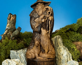 Odin Norse God Statue, Hand-Carved Allfather Figurine, Wisdom Magic, Viking Pagan Altar, Asatru Mythology