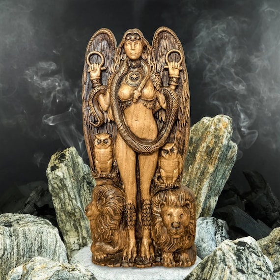 Ishtar Statue Mesopotamian Goddess Love War Inanna Sumerian Akkadian Pagan Altar Ancient Wooden Decor