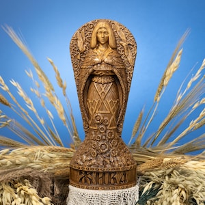 Zhiva Ziva Slavic Goddess Statue, Diva Siva Wooden Idol of Life and Spring, Pagan Figurine, Ancient Slavic Mythology Sculpture, Altar Decor