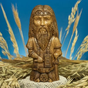 Svarog Slavic God Statue, Wooden Idol of Sky and Fire, Hand Carved Pagan Figurine, Ancient Slavic Mythology Sculpture, Altar Decor