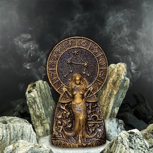 Libra Zodiac Statue, Hand Carved Oak Wooden Figurine, Air Sign Sculpture, Horoscope Astrology Decor