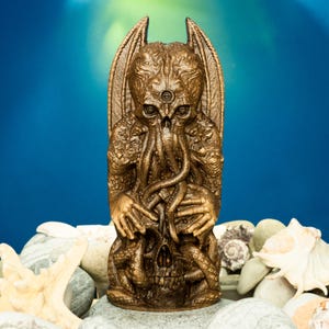 Estatua de madera de Cthulhu, figura de los mitos de Lovecraft, escultura de terror sobrenatural, ídolo de altar pagano tallado a mano, decoración gótica ocultista, regalo único