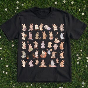 Camiseta unisex unisex de manga corta con estampado de conejito, diseño sarcástico, de algodón y cómoda.