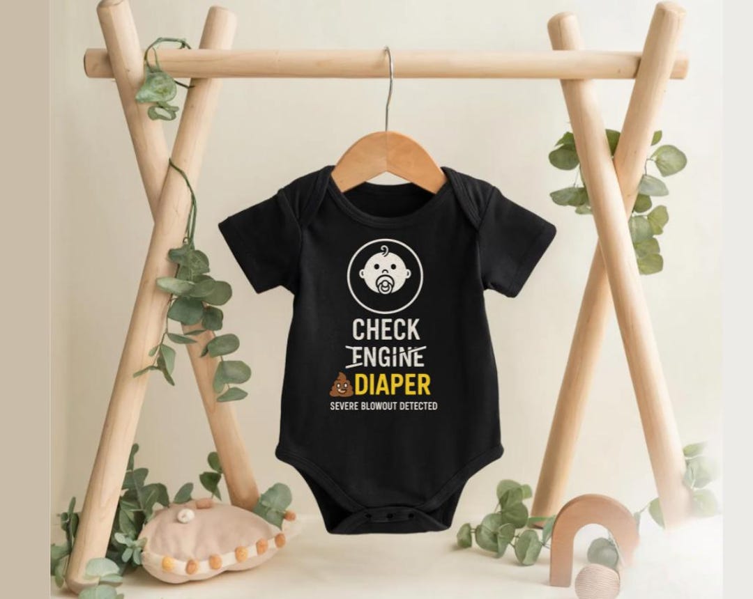 Check Engine Baby Onesie®, Funny Diaper Baby Onesie®, Cute Mechanic ...