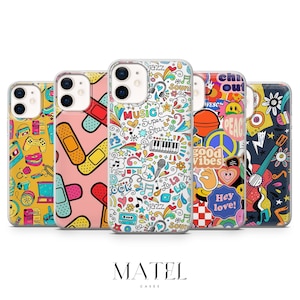 Étui pour téléphone à motif rétro années 90 pour iPhone 17, 16, 15, 14, 13, 12, Samsung S25, S24, S23, S22, A56, A16, Google Pixel 10, 9A, 8, 7, 6