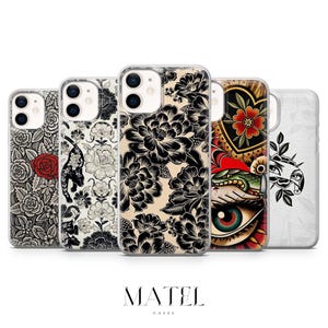 Tattoo Phone Case Old School Cover for iPhone 17, 16, 15, 14, 13, 12, Samsung S25, S24, S23, S22, A56, A16, Google Pixel 10, 9A, 8, 7, 6