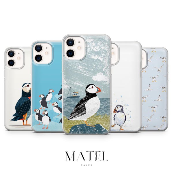 Puffin Phone Case Bird Cover for iPhone 17, 16, 15, 14, 13, 12, Samsung S25, S24, S23, S22, A56, A16, Google Pixel 10, 9A, 8, 7, 6