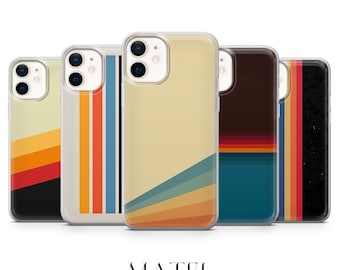 Retro Stripes Handytasche Vintage Style Cover für iPhone 17, 16, 15, 14, 13, 12, Samsung S25, S24, S23, S22, A56, A16, Google Pixel 10, 9A, 8, 7, 6