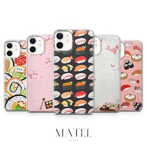 Funda de teléfono de sushi japonesa para iPhone 17, 16, 15, 14, 13, 12, Samsung S25, S24, S23, S22, A56, A16, Google Pixel 10, 9A, 8, 7, 6