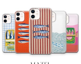 Sardines Phone Case Fish Cover for iPhone 17, 16, 15, 14, 13, 12, Samsung S25, S24, S23, S22, A56, A16, Google Pixel 10, 9A, 8, 7, 6