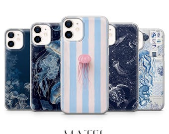 Jellyfish Phone Case Ocean Cover for iPhone 17, 16, 15, 14, 13, 12, Samsung S25, S24, S23, S22, A56, A16, Google Pixel 10, 9A, 8, 7, 6
