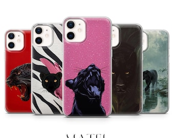 Funda de teléfono con diseño de pantera, con diseño de animales salvajes, para iPhone 17, 16, 15, 14, 13, 12, Samsung S25, S24, S23, S22, A56, A16, Google Pixel 10, 9A, 8, 7, 6