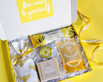 Bee Nice To Yourself Letterbox Gift Set, Yellow Queen Bee Gift, Self-Care Gift Box