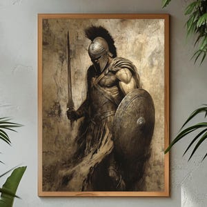 Arte mural del guerrero Aquiles, mitología griega, descarga digital instantánea, imprimible de la antigua Grecia, póster de héroe épico, decoración de gladiador espartano